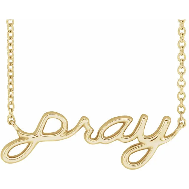 Pray Script Necklace 18'' – Gift of Glimmer